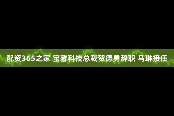 配资365之家 宝馨科技总裁贺德勇辞职 马琳接任